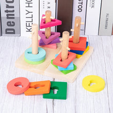 Load image into Gallery viewer, Colorful Wooden Blocks Baby Music Rattles
