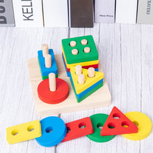 Load image into Gallery viewer, Colorful Wooden Blocks Baby Music Rattles
